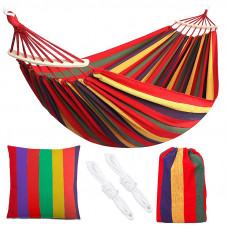 Hamac dublu cu bara lemn Sersimo, 260x150 cm, multicolor