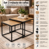 Set 2 masute de cafea tip cuib pentru living, design loft industrial cu cadru metalic, utilizare impreuna sau separat, suprapunere pentru economisirea [2]