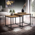 Set 2 masute de cafea tip cuib pentru living, design loft industrial cu cadru metalic, utilizare impreuna sau separat, suprapunere pentru economisirea [3]