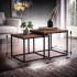 Set 2 masute de cafea tip cuib pentru living, design loft industrial cu cadru metalic, utilizare impreuna sau separat, suprapunere pentru economisirea [3]