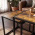 Set 2 masute de cafea tip cuib pentru living, design loft industrial cu cadru metalic, utilizare impreuna sau separat, suprapunere pentru economisirea [9]