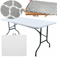 Masa dreptunghiulara pliabila multifunctionala, cu protectie fata de masa, 180x74x74cm, alba Masa dreptunghiulara pliabila multifunctionala, cu protectie fata de masa, 180x74x74cm, alba