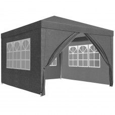 Cort pavilion de gradina, 300x300 cm, cu 4 pereti laterali cu ferestre, impermeabil cu rezistenta UV, gri
