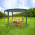 Cort pavilion de gradina hexagonal, 200x200 cm, cu pereti laterali cu ferestre, impermeabil cu rezistenta UV, verde [5]
