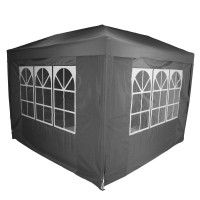 Cort pavilion de gradina pliabil automat pop-up, impermeabil, cu 4 pereti laterali, 300x300cm, gri Cort pavilion de gradina pliabil automat pop-up, impermeabil, cu 4 pereti laterali, 300x300cm, gri
