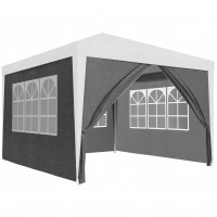 Pereti laterali pavilion 295x195 cm, set 4 bucati, cu ferestre si usa, PE impermeabil, gri Pereti laterali pavilion 295x195 cm, set 4 bucati, cu ferestre si usa, PE impermeabil, gri