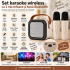 Set karaoke wireless cu 2 microfoane pentru duet si boxa Bluetooth portabila de 6 W, card TF si AUX, acumulator reincarcabil 800 mAh, design compact p [2]