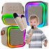 Set karaoke wireless cu 2 microfoane pentru duet si boxa Bluetooth portabila de 6 W, card TF si AUX, acumulator reincarcabil 800 mAh, design compact p [14]