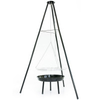(DL) Gratar metalic, cu trepied si tava de gatire suspendata, reglabil, 155x79x52cm