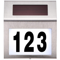 Lampa solara LED afisare numar de casa, inox, kit montare inclus, 20x18x3 cm Lampa solara LED afisare numar de casa, inox, kit montare inclus, 20x18x3 cm