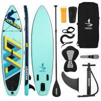 Set SUP gonflabil, 340x82x15 cm, albastru – stand-up paddle, 180 kg, scaun caiac si accesorii
