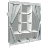 Garderoba din material textil, dulap portabil, cu rafturi, 126x42x168cm, gri Garderoba din material textil, dulap portabil, cu rafturi, 126x42x168cm, gri