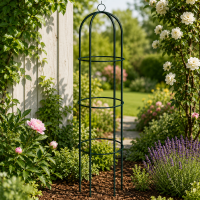 Pergola coloana pentru trandafiri si plante cataratoare, structura otel, 190x40 cm, negru