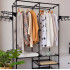 Stand de haine cu polite si tije pentru agatarea umeraselor, 85x44x174cm, negru [5]