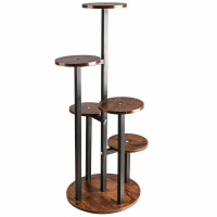 Suport pentru flori si ghivece cu 6 niveluri, structura metalica rezistenta cu polite rotunde de 18 cm, stil industrial si loft, baza stabila de 32 cm