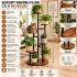 Suport pentru flori si plante cu 6 niveluri, design vertical tip turn, structura metalica, polite cu aspect de lemn, baza stabila cu diametru de 39 cm [3]