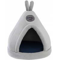 Casuta culcus pentru pisici si caini de talie mica si medie, design tip cort tipi, material moale din catifea si bumbac, usor de curatat si intretinut