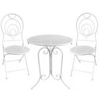 Set mobilier gradina metalic Elba, 2 scaune pliabile, 1 masa, alb Set mobilier gradina metalic Elba, 2 scaune pliabile, 1 masa, alb