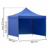Pavilion pliabil gradina 3x3 m cu acoperis impermeabil si 3 pereti laterali, structura metalica, inaltime reglabila, albastru [36]
