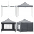 Cort pavilion de gradina, pliere rapida, 300x300 cm, inaltime reglabila, cu 3 pereti laterali, impermeabil, gri [6]