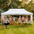 Cort pavilion de gradina, pliere rapida, 300x600 cm, inaltime reglabila, cu 3 pereti laterali, impermeabil, alb [4]