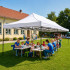 Cort pavilion de gradina, pliere rapida, 300x600 cm, inaltime reglabila, cu 3 pereti laterali, impermeabil, alb [5]