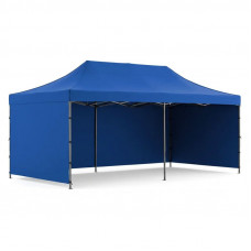 Cort pavilion de gradina, pliere rapida, 300x600 cm, inaltime reglabila, cu 3 pereti laterali, impermeabil, albastru Cort pavilion de gradina, pliere rapida, 300x600 cm, inaltime reglabila, cu 3 pereti laterali, impermeabil, albastru