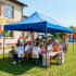Cort pavilion de gradina, pliere rapida, 300x600 cm, inaltime reglabila, cu 3 pereti laterali, impermeabil, albastru [3]