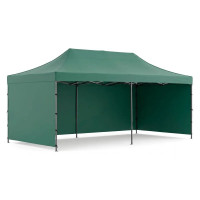 Cort pavilion de gradina, pliere rapida, 300x600 cm, inaltime reglabila, cu 3 pereti laterali, impermeabil, verde Cort pavilion de gradina, pliere rapida, 300x600 cm, inaltime reglabila, cu 3 pereti laterali, impermeabil, verde