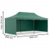 Cort pavilion de gradina, pliere rapida, 300x600 cm, inaltime reglabila, cu 3 pereti laterali, impermeabil, verde [14]