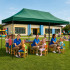 Cort pavilion de gradina, pliere rapida, 300x600 cm, inaltime reglabila, cu 3 pereti laterali, impermeabil, verde [4]