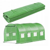 Folie pentru sera gradina 400x250x200 cm, 140 g/m², armata cu plasa, UV4, 9 ferestre, verde Folie pentru sera gradina 400x250x200 cm, 140 g/m², armata cu plasa, UV4, 9 ferestre, verde