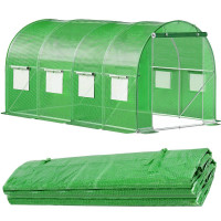 Folie pentru sera gradina 450x200x200 cm, 140 g/m², armata cu plasa, UV4, 9 ferestre, verde