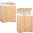 Cos de rufe cu capac si 2 compartimente, sac textil detasabil, 105 litri, 52x33x63 cm, bambus natural [11]
