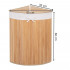 Cos de rufe triunghiular pentru colt cu capac, bambus si sac textil detasabil, 60 litri, 55x35x60 cm, maro natur [13]