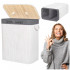 Cos de rufe cu capac si 2 compartimente, sac textil detasabil, 100 litri, 52x33x63 cm, alb si gri [3]