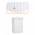 Cos de rufe cu capac, din bambus cu sac textil detasabil, 72 litri, 40x28x60 cm, alb [3]