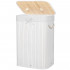 Cos de rufe cu capac, din bambus cu sac textil detasabil, 72 litri, 40x28x60 cm, alb [7]