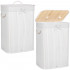 Cos de rufe cu capac, din bambus cu sac textil detasabil, 72 litri, 40x28x60 cm, alb [8]