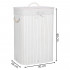 Cos de rufe cu capac, din bambus cu sac textil detasabil, 72 litri, 40x28x60 cm, alb [11]