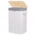 Cos de rufe cu capac, din bambus cu sac textil detasabil, 72 litri, 40x28x60 cm, alb si gri [9]