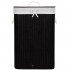Cos de rufe cu capac, din bambus cu sac textil detasabil, 72 litri, 40x30x60 cm, negru [10]