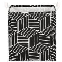 Cos depozitare haine sau jucarii, 40x35x25cm, bumbac si in, 35 l, negru si alb Cos depozitare haine sau jucarii, 40x35x25cm, bumbac si in, 35 l, negru si alb