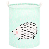 Cos depozitare haine sau jucarii, 45x35cm, bumbac si in, 55 l, arici, verde Cos depozitare haine sau jucarii, 45x35cm, bumbac si in, 55 l, arici, verde