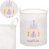 Cos depozitare haine sau jucarii, 45x35cm, bumbac si in, 55 l, castel, crem [2]