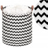 Cos depozitare haine sau jucarii, 45x35cm, bumbac si in, 55 l, zig zag, crem [6]
