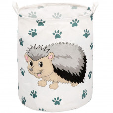 Cos depozitare haine sau jucarii, 50x40cm, bumbac si in, 80 l, arici, bej