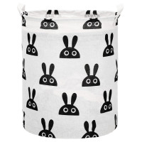 Cos depozitare haine sau jucarii, 45x35cm, bumbac si in, 55 l, iepuras, gri Cos depozitare haine sau jucarii, 45x35cm, bumbac si in, 55 l, iepuras, gri