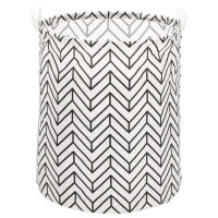 Cos depozitare haine sau jucarii, 45x35cm, bumbac si in, 55 l, alb negru