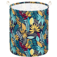 Cos depozitare haine sau jucarii, 50x40cm, bumbac si in, 80 l, floral, multicolor